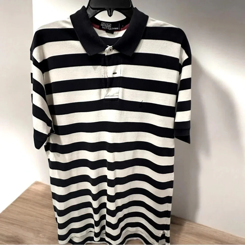 Men’s Ralph Lauren Polo Navy & White Striped Size Large